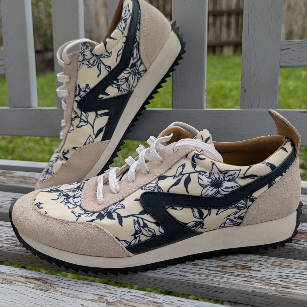 Rag & Bone Mixed Media Yellow Floral Retro Runner, sz39 - Picture 4 of 7